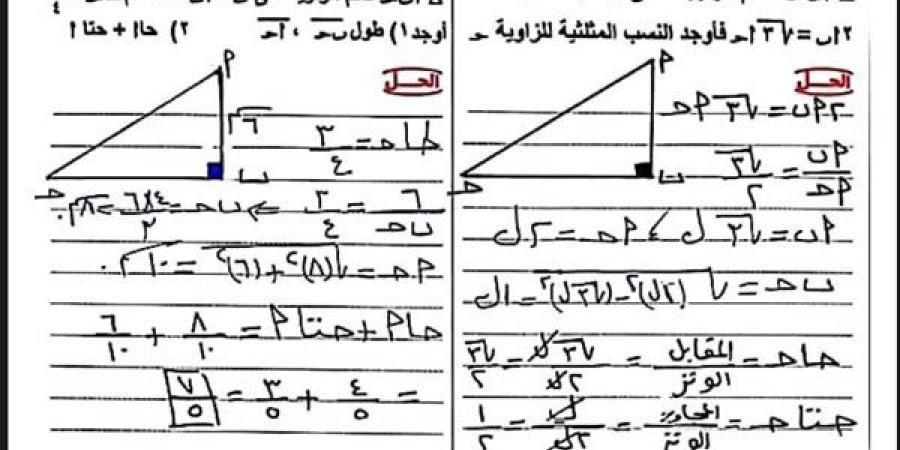 مراجعات نهائية.. بنك أسئلة يضم أكثر من 100 سؤال بالاجابات في الهندسة وحساب المثلثات لـ الشهادة الإعدادية