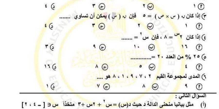 أسئلة متوقعة في امتحان الرياضيات القادم للصف الثالث الإعدادي