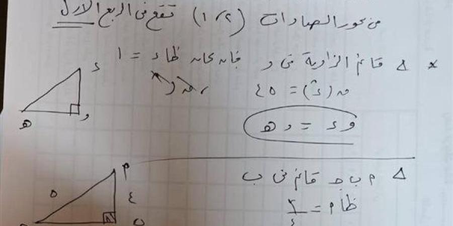 مراجعات نهائية.. حل امتحان الهندسة بمحافظة الشرقية لـ الشهادة الإعدادية 2025