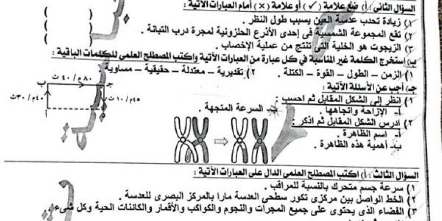 مراجعات نهائية.. امتحان العلوم في 3 محافظات لـ الصف الثالث الإعدادي 2025